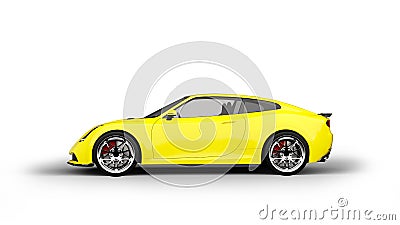 Yellow sports car isolated on white background Editorial Stock Photo