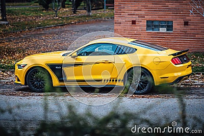 Yellow sports car on the street Editorial Stock Photo