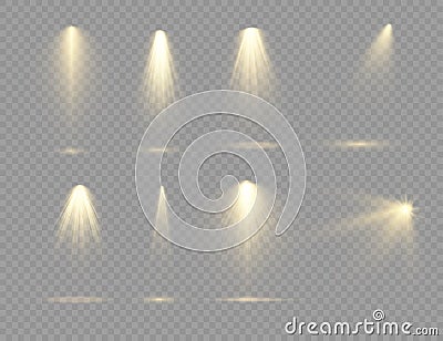 The yellow spotlight shines on the stage. Vector Illustration