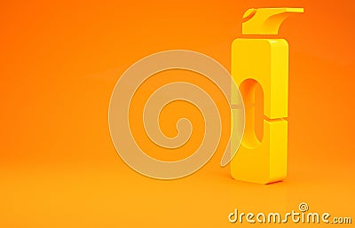 Yellow Spray can for hairspray, deodorant, antiperspirant icon isolated on orange background. 3d illustration 3D render Cartoon Illustration