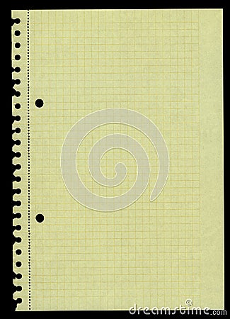 Yellow squared paper torn out of a ring binder Stock Photo