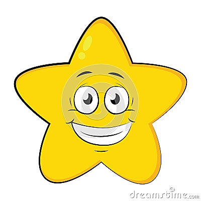 yellow star face smile grin emotion Stock Photo