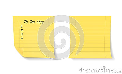 Yellow stick notes isolated on white background Vector Illustration