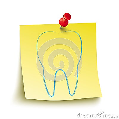 Yellow Stick Red Pin Tooth Vector Illustration