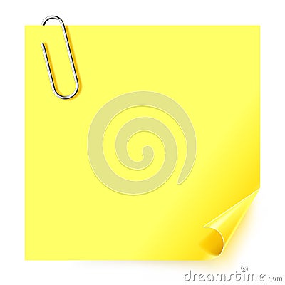 Yellow sticker with curled corner Vector Illustration