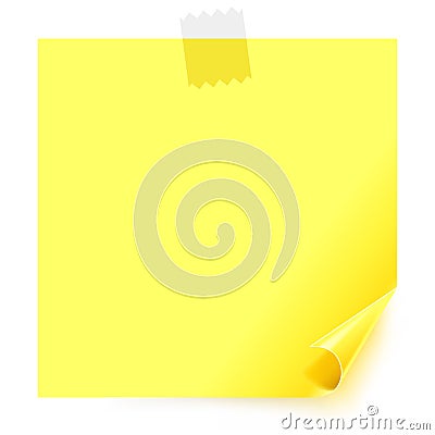 Yellow sticker with curled corner Vector Illustration