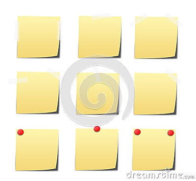 Yellow sticky notes on white background Stock Photo