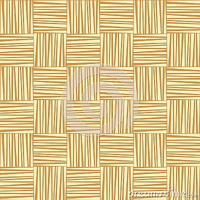 Yellow straw woven striped geometric seamless pattern, vector Vector Illustration