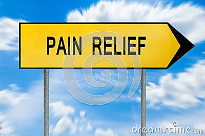 Yellow street concept pain relief sign Stock Photo