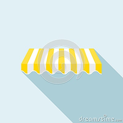 Yellow striped tent icon, flat style Vector Illustration