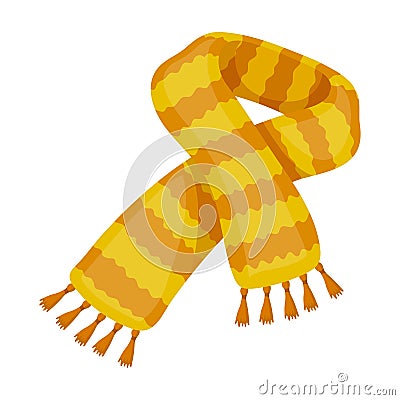 Yellow striped wool scarf.Scarves and shawls single icon in cartoon style vector symbol stock illustration. Vector Illustration