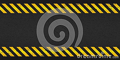 Yellow Stripped Rectangle on black background. Blank Warning Sign. Warning Background. Template. Under construction. Vector illus Vector Illustration