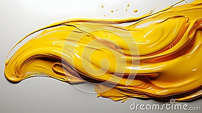 Yellow stroke of paint isolated on solid white background Stock Photo