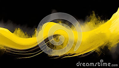 Yellow stroke of paint isolated on transparent background Stock Photo