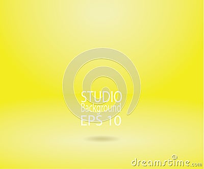 Yellow studio room backdrop background soft light. Mock up template product display. Vector Illustration