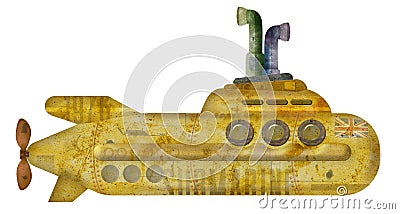 Yellow Submarine Grunge Stock Photo