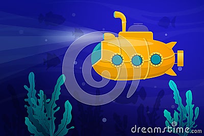 Yellow submarine underwater Vector Illustration