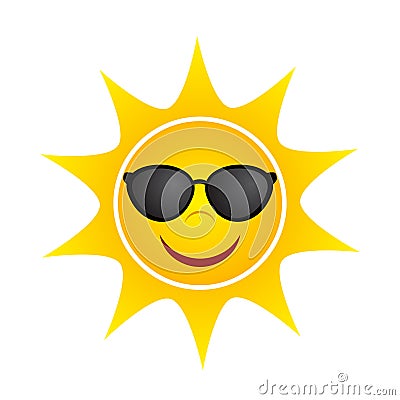 Yellow Summer Sun with Sunglasses, stock vector illustration Vector Illustration