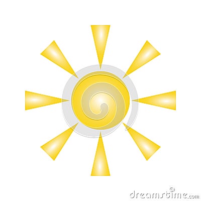 Yellow sun and eight triangular rays on white of illustrations Cartoon Illustration