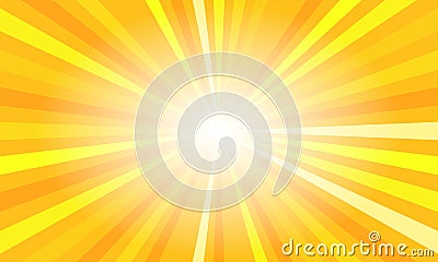 Yellow sun rays. Summer banner with burst Vector Illustration