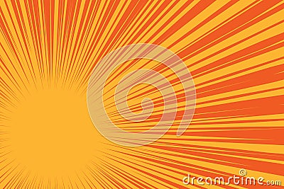 Yellow sun on a red background, pop art comic background Vector Illustration