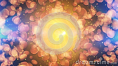 Yellow sun with shapeless brown particles around Cartoon Illustration