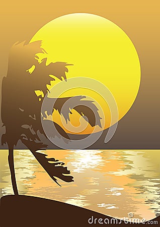 Yellow sunset Vector Illustration