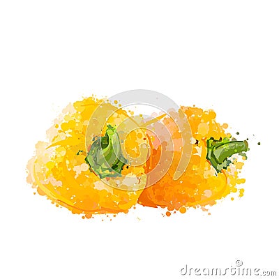 Yellow sweet peppers of blots Vector Illustration