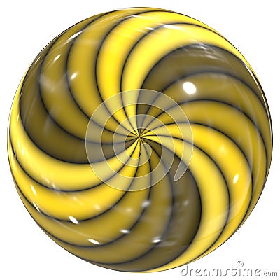 yellow swirl glass sphere Cartoon Illustration