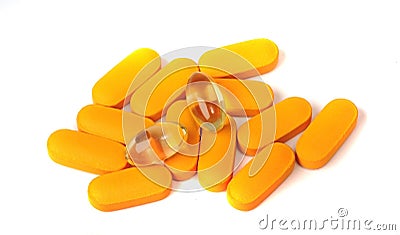 Yellow tablets Stock Photo