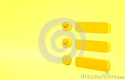 Yellow Task list icon isolated on yellow background. Control list symbol. Survey poll or questionnaire feedback form Cartoon Illustration