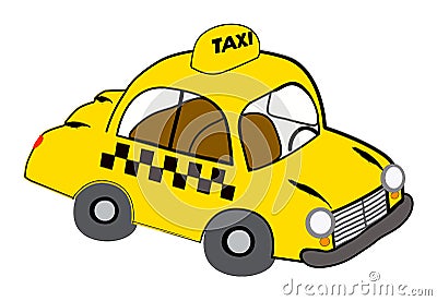 Yellow taxi Cartoon Illustration