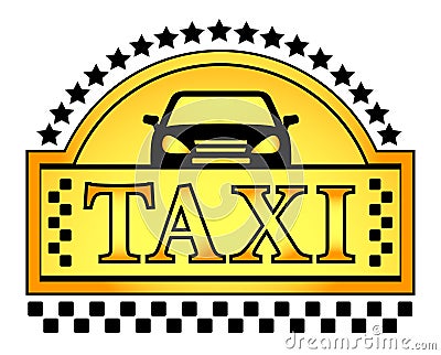 Yellow taxi blazon Vector Illustration