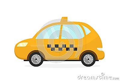 Yellow taxi cab auto. Vector flat modern Vector Illustration