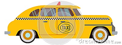 Yellow taxi cab icon. Cartoon passenger service car Vector Illustration