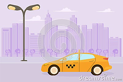 Yellow taxi car Vector Illustration