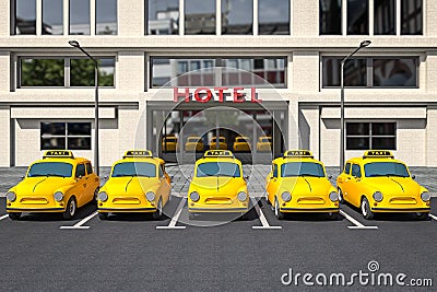 Yellow taxi cars Cartoon Illustration