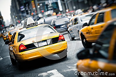 Yellow Taxi in New York City Stock Photo