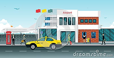 Yellow Taxi passenger Vector Illustration