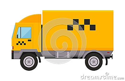 Yellow taxi truck van vector illustration car transport isolated cab city service traffic icon symbol passenger urban Vector Illustration