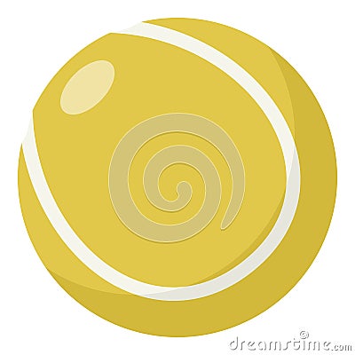 Yellow Tennis Ball Flat Icon Isolated on White Vector Illustration