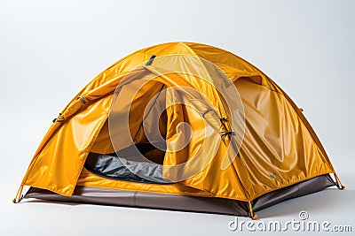 yellow tent on white background. AI Generated Stock Photo