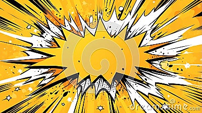 yellow theme exploding pop speech bubble b ai generated Stock Photo