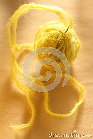 Yellow thread clew Stock Photo