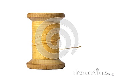 Yellow thread spool isolated on white background Stock Photo