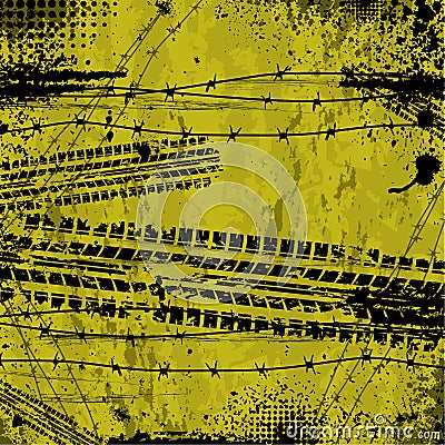 Yellow tire track background Vector Illustration