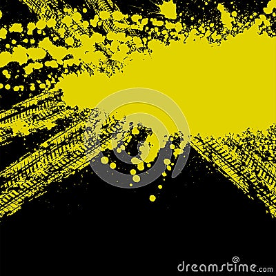 Yellow tire track background Vector Illustration