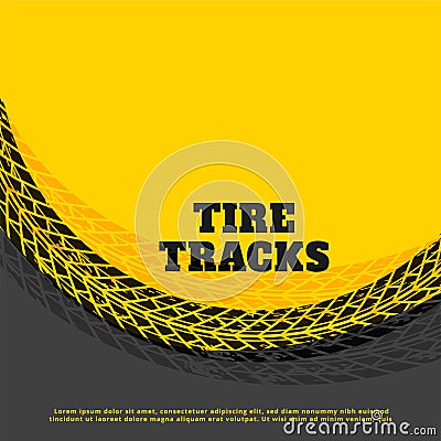 Yellow tire track print mark background design Vector Illustration