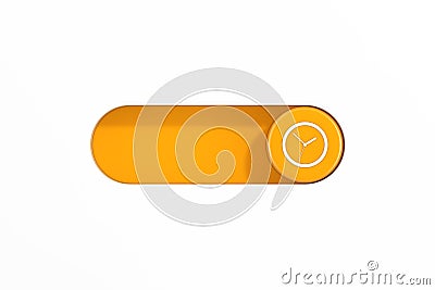 Yellow Toggle Switch Slider with Clock Icon. 3d Rendering Stock Photo