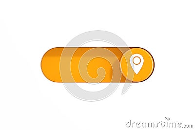 Yellow Toggle Switch Slider with Map Pointer Pin Icon. 3d Rendering Stock Photo